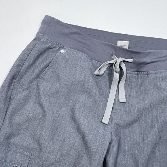 FIGS Zamora Jogger Scrub Pants Women Medium Gray High Waist Medical Cargo Pocket - Picture 3 of 10
